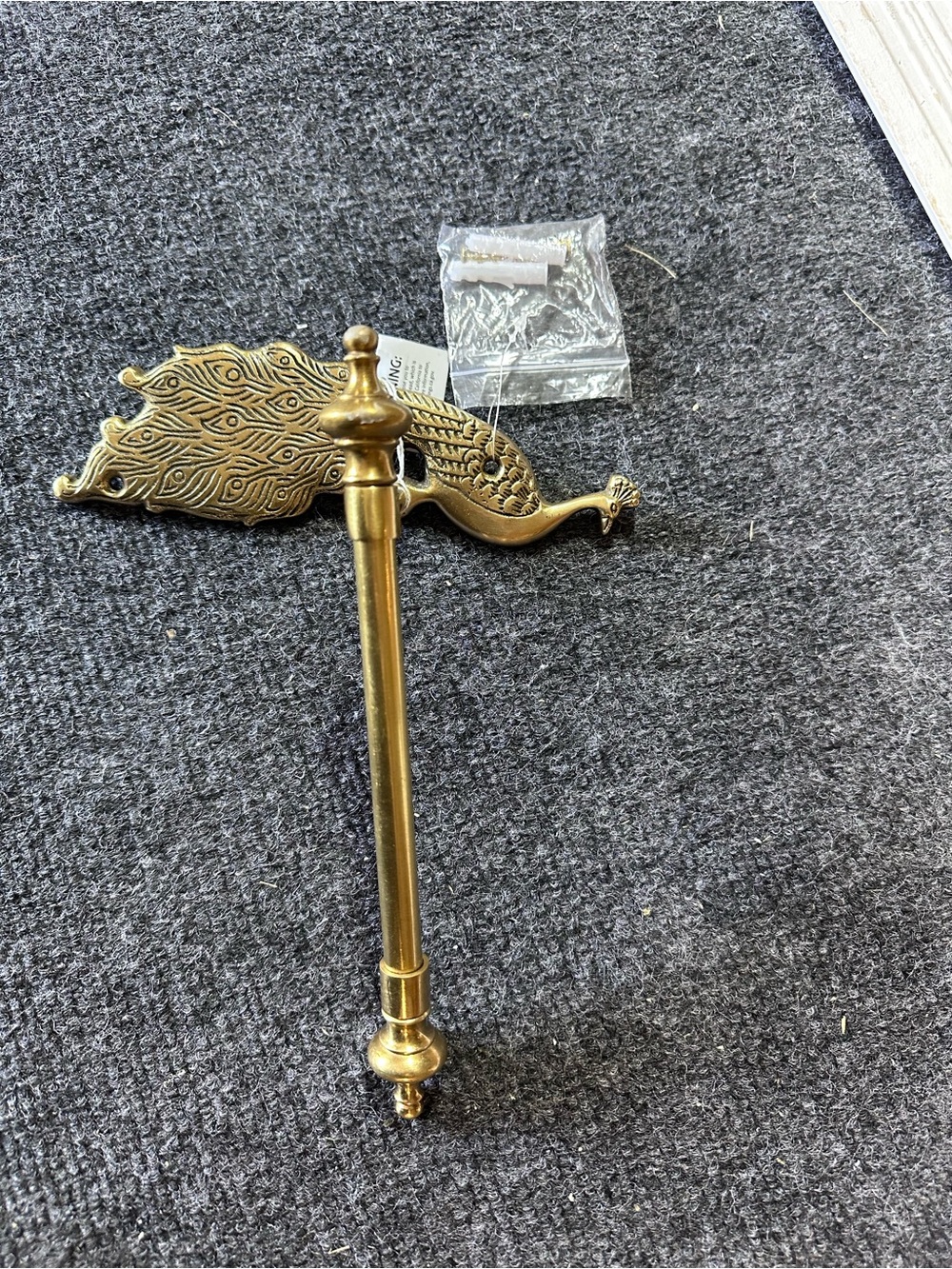 Anthropologie Antiqued Brass Peacock Toilet Paper Holder - Decorative Wall Mount - Picture 4 of 7